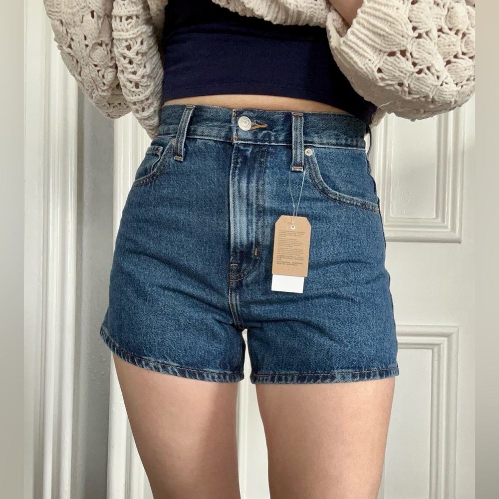 Levi's Dark Wash High-Waisted Denim Mom Shorts